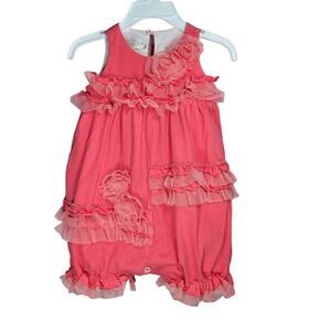 Toddler Bubble Romper 12 mo Layered Offset Tulle Ruffles Rosettes Isobella Chloe